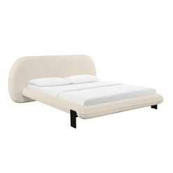 Bascom Cream Faux Wool Curved Upholstered Bed