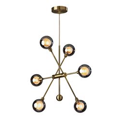 Starling Antique Brass And Glass 6 Light LED Chandelier