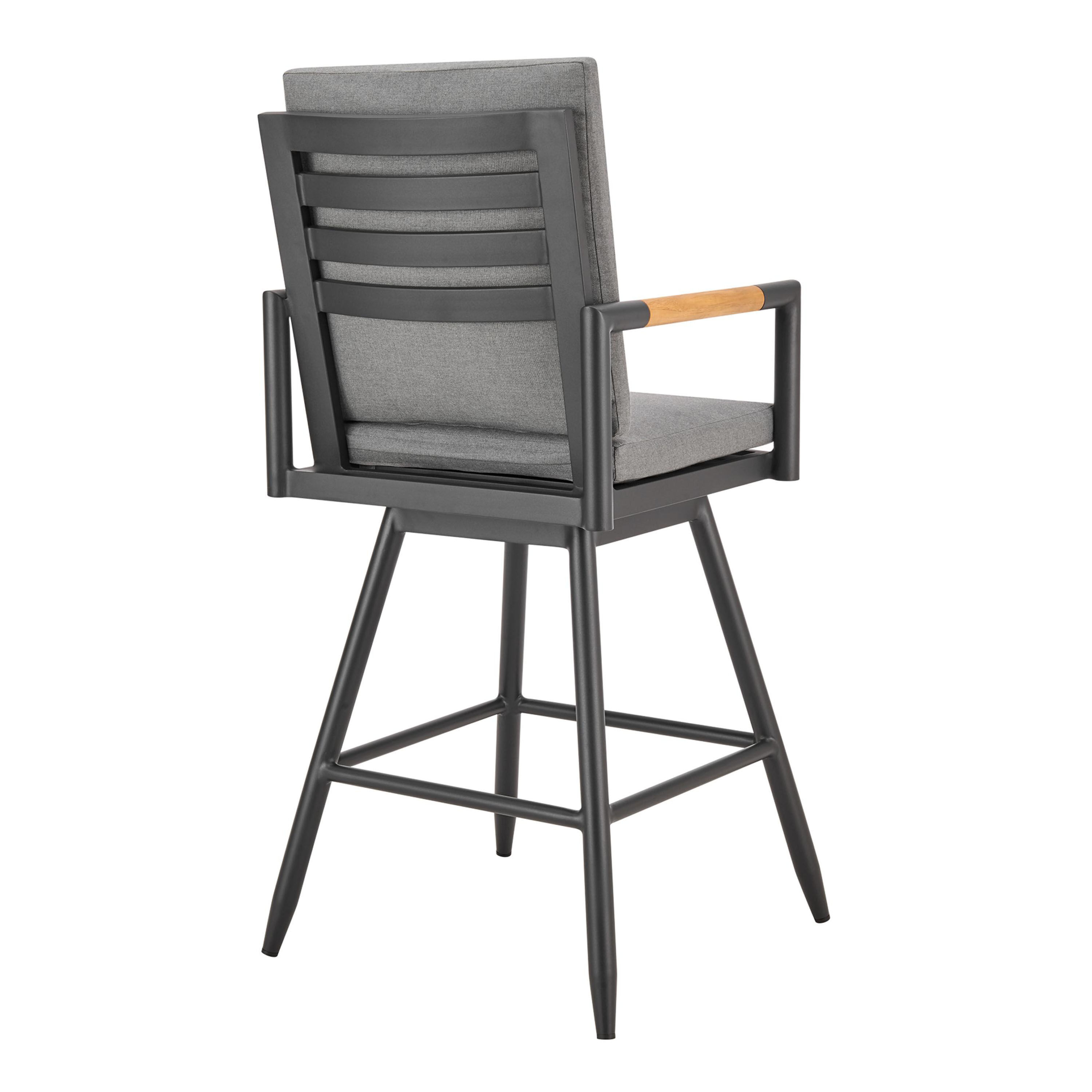 Catal Aluminum and Teak Wood Outdoor Swivel Stool image number 3
