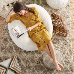 Ivory Patterned Bean Bag Chair
