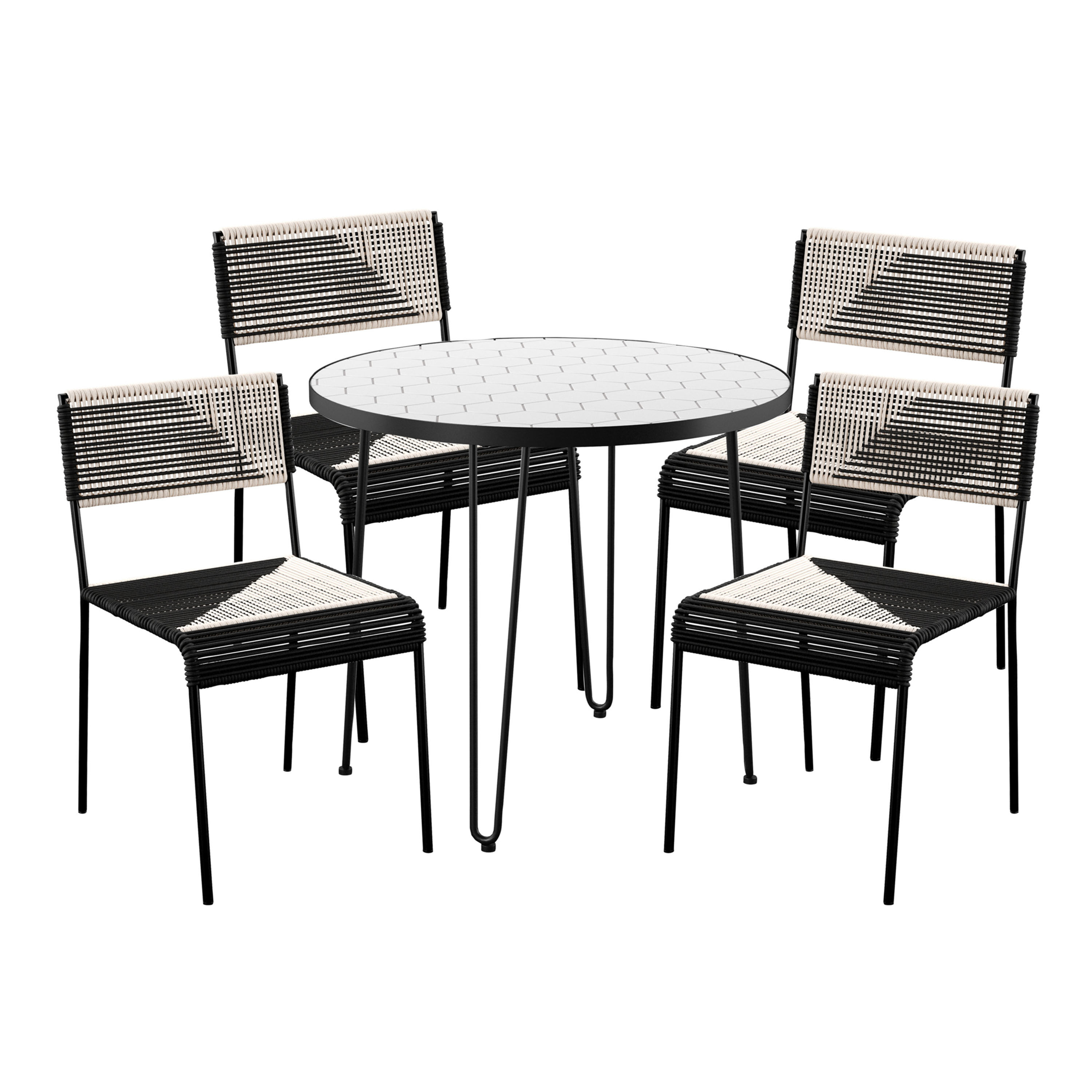 Manati Black Metal 5 Piece Outdoor Bistro Set