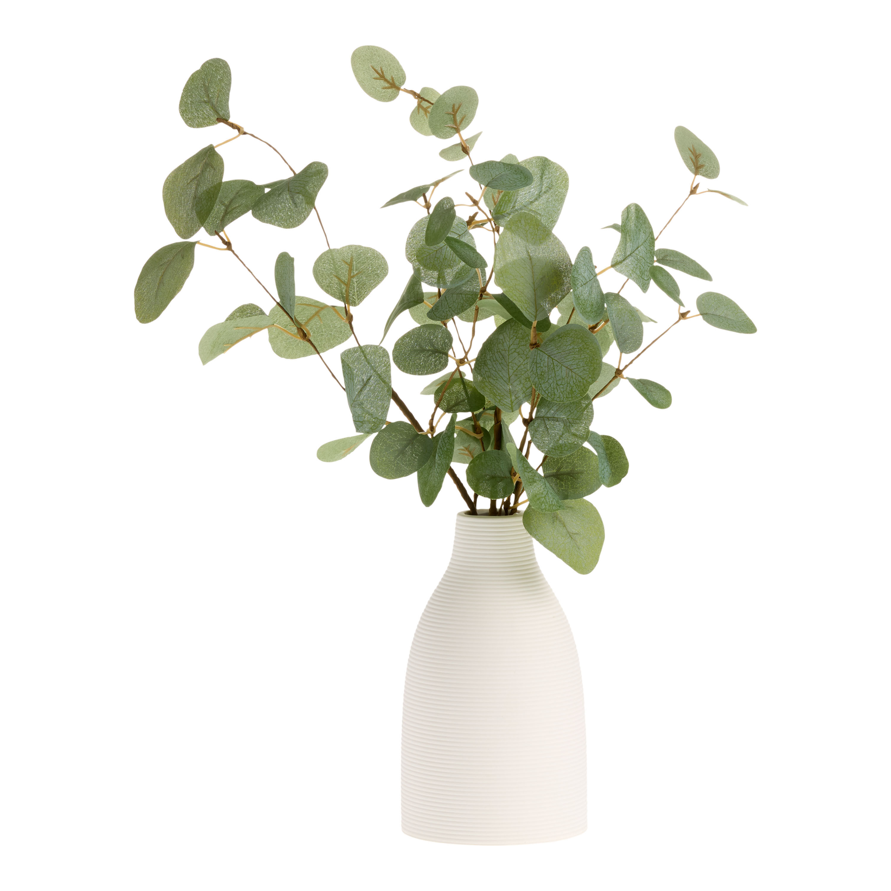 Faux Eucalyptus Arrangement with Ivory Ceramic Vase image number 0