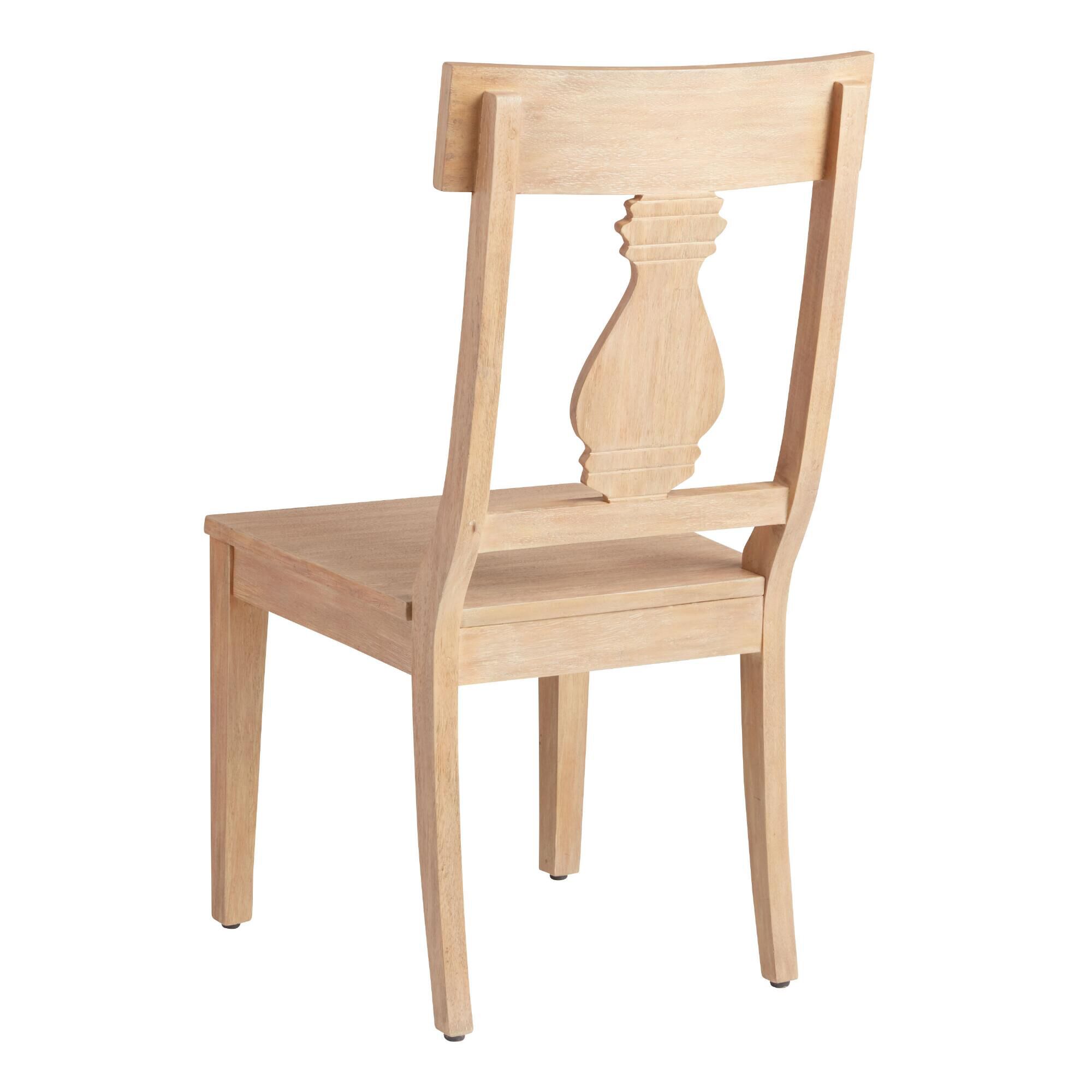 Avila Washed Natural Wood Dining Chairs Set of 2