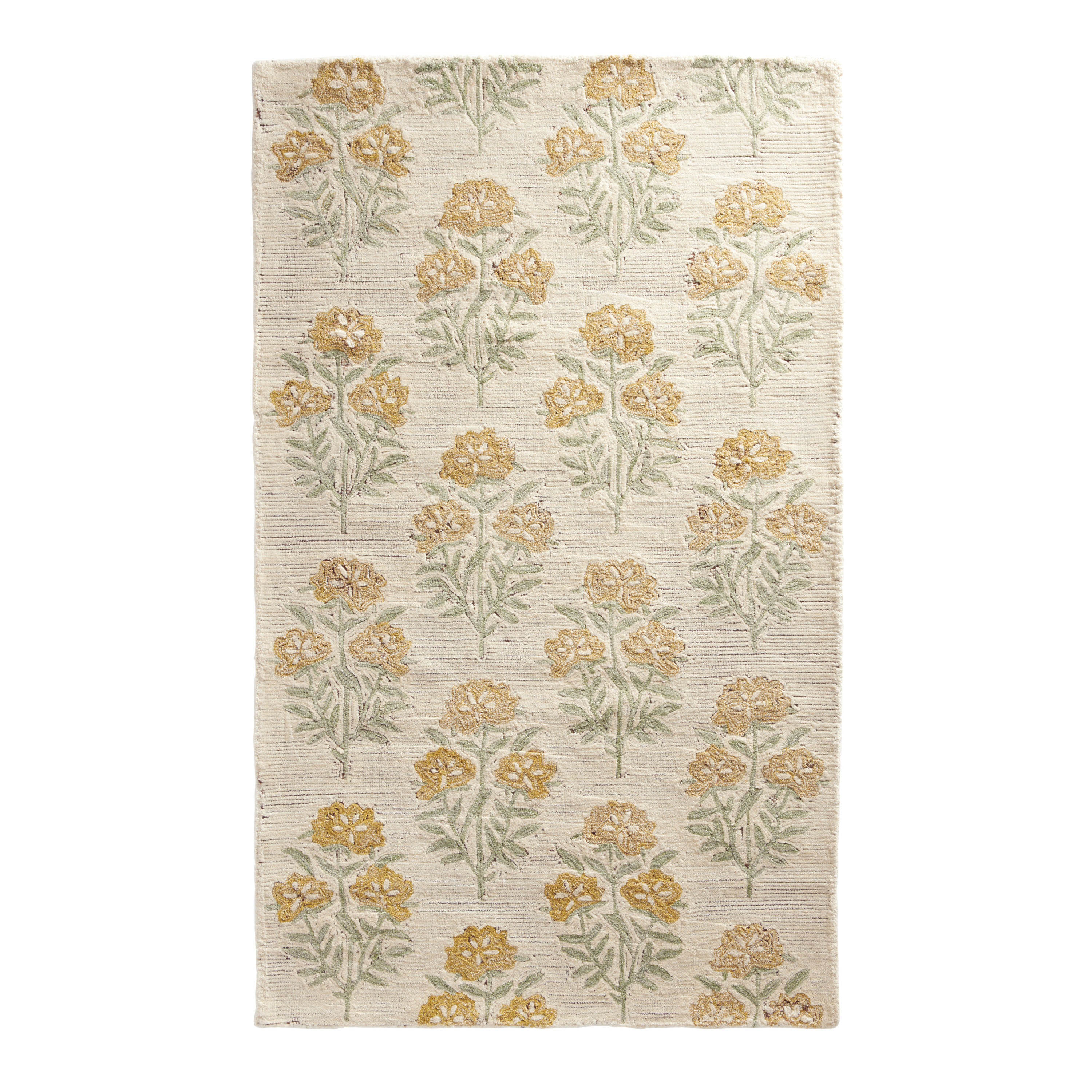 Tula Ochre and Green Floral Hand Tufted Wool Area Rug image number 2