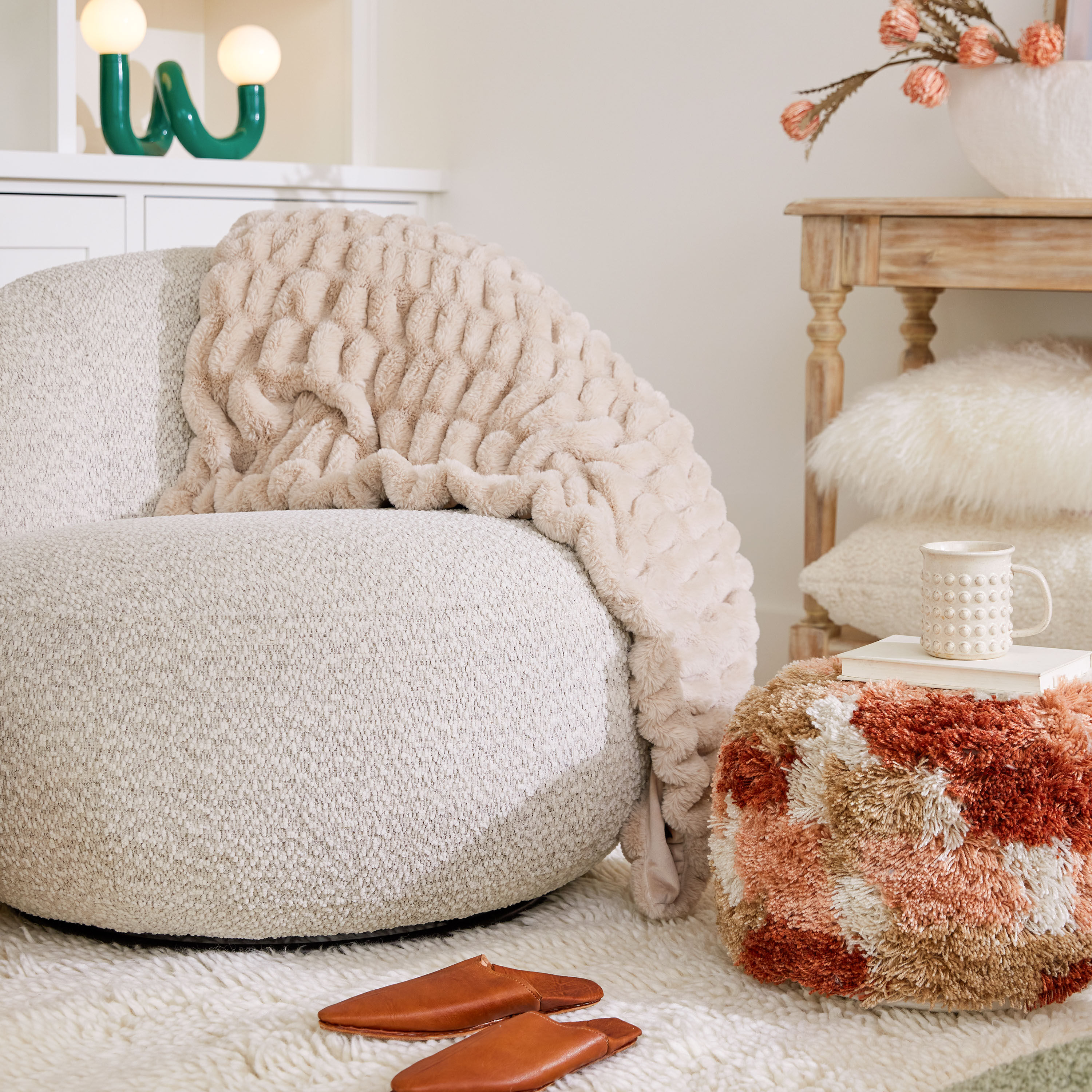 Faux Fur Textured Throw Blanket image number 1