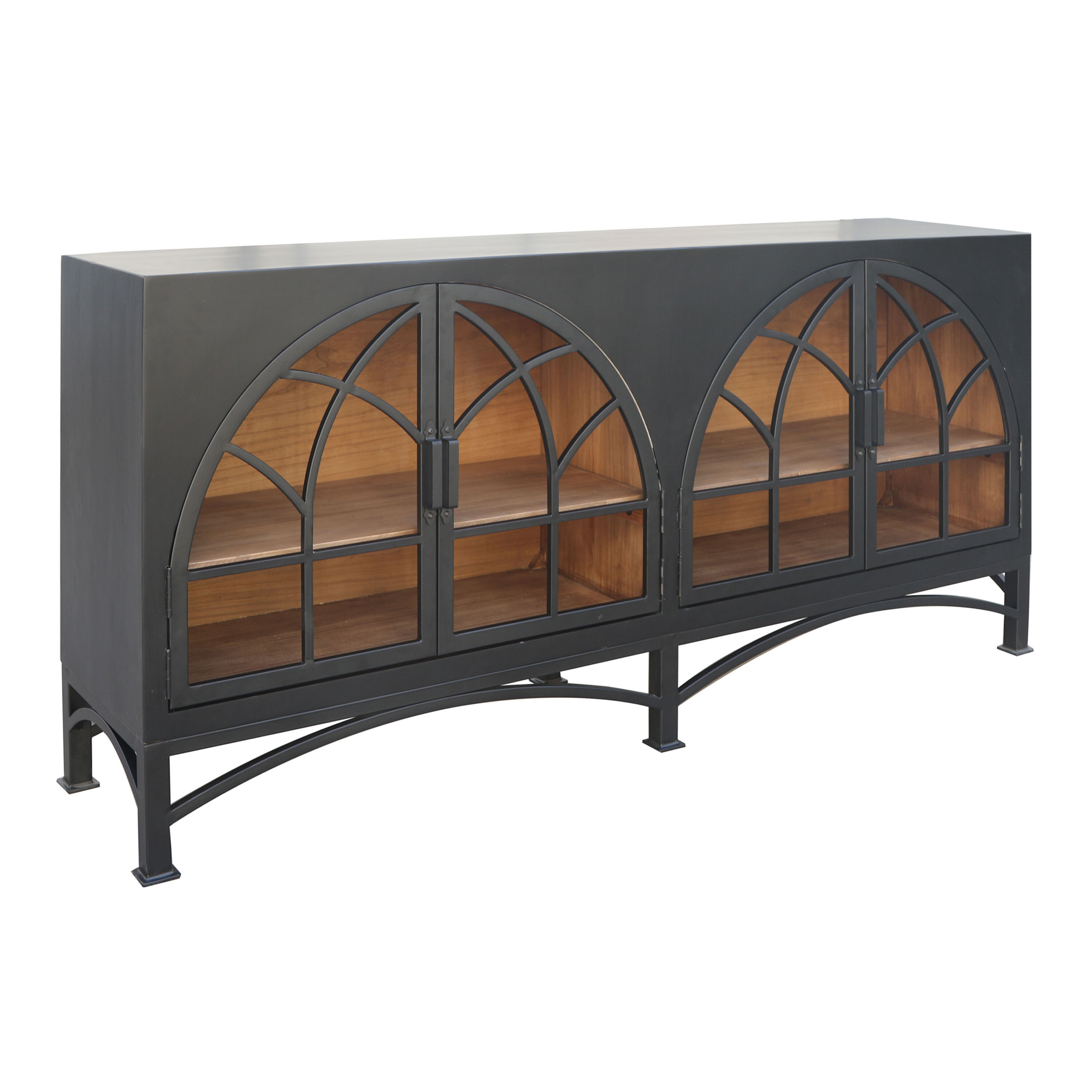 Astle Reclaimed Wood and Iron Arched Door Display Cabinet image number 0