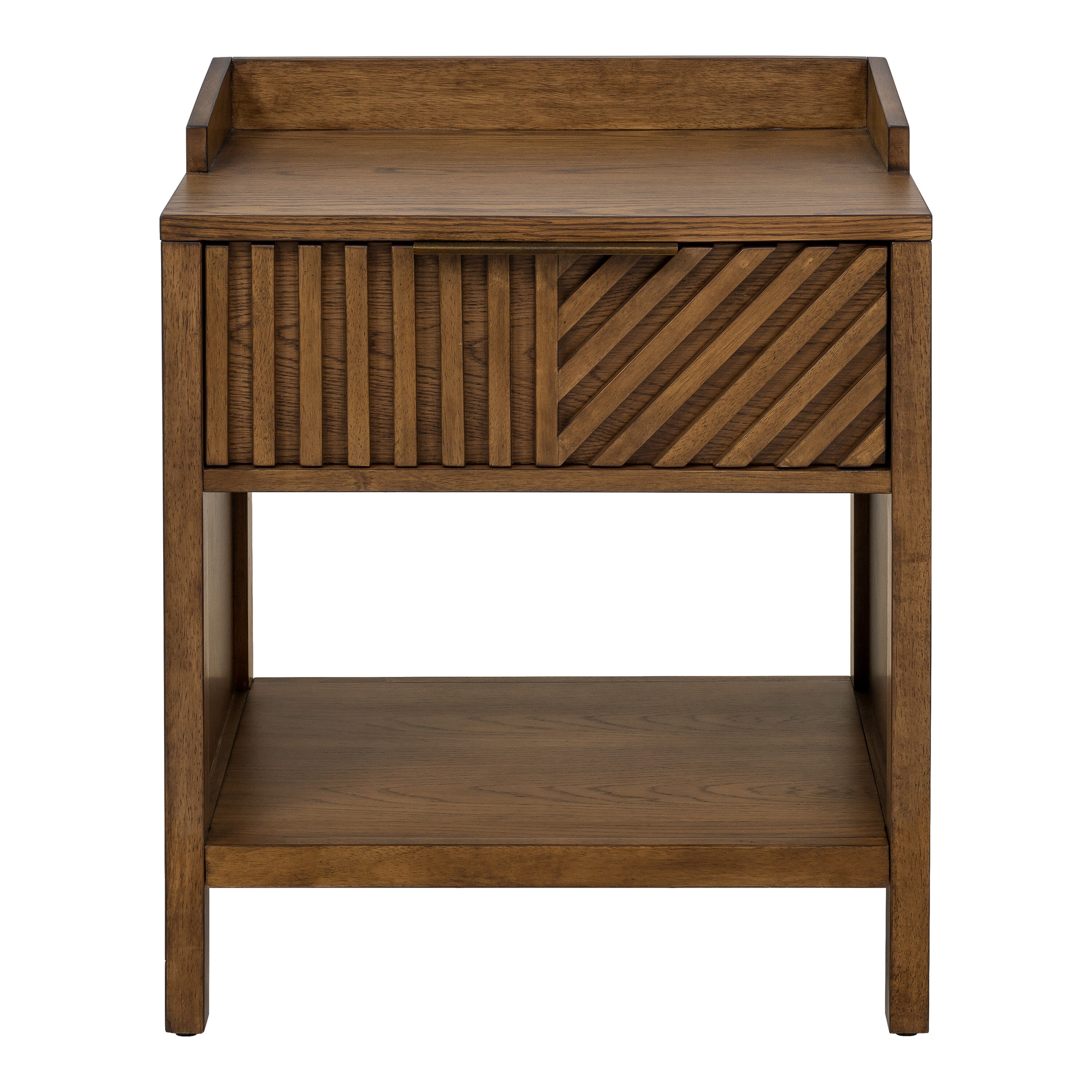 Dusk Grooved Wood Slat Nightstand with Drawer image number 2