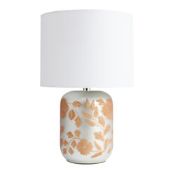 Tasha Silver and Blush Blown Glass Etched Floral Table Lamp