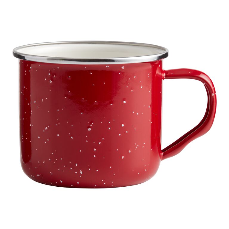 Red Speckled Enamel Steel Mug