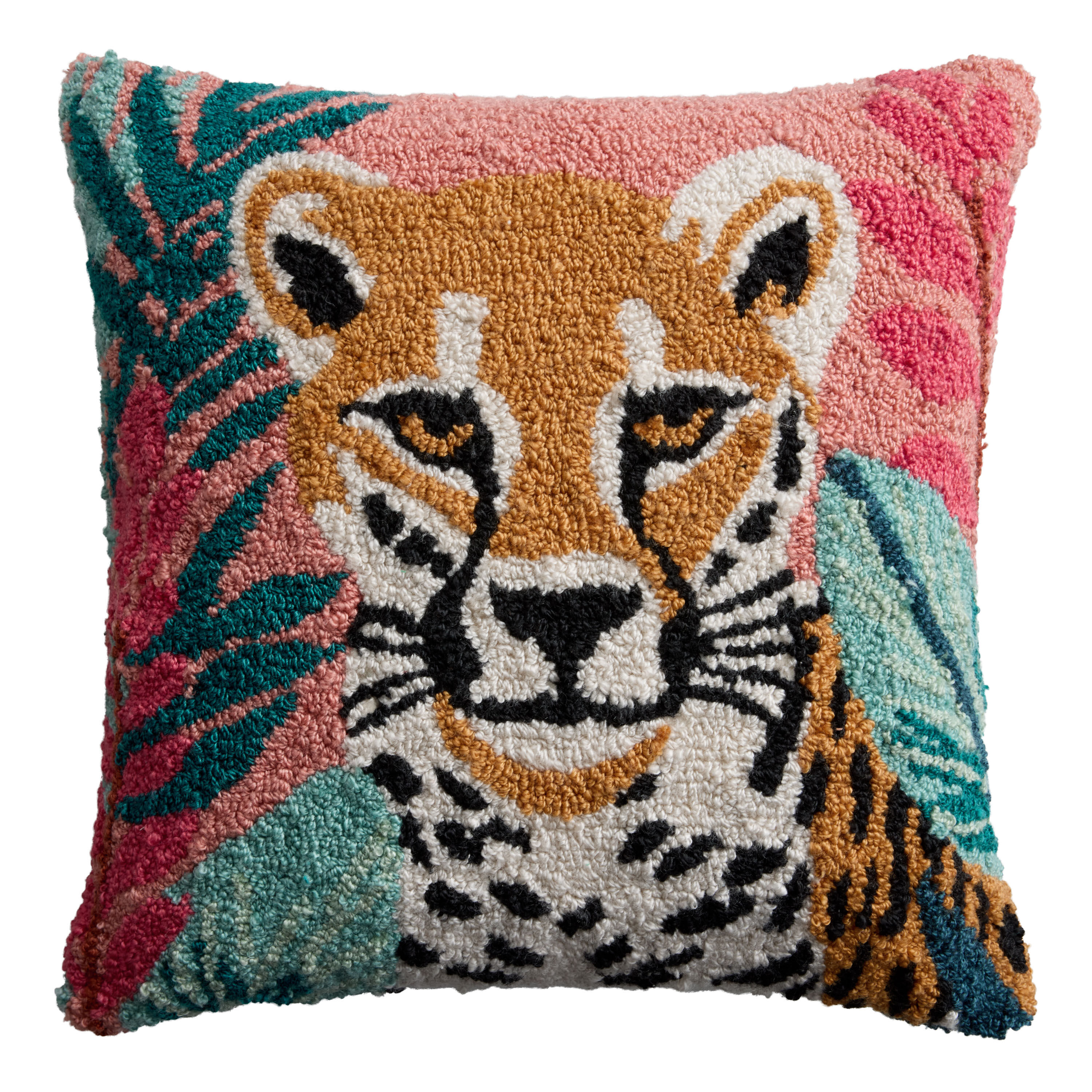 Leopard Face Tufted Indoor Outdoor Throw Pillow - World Market