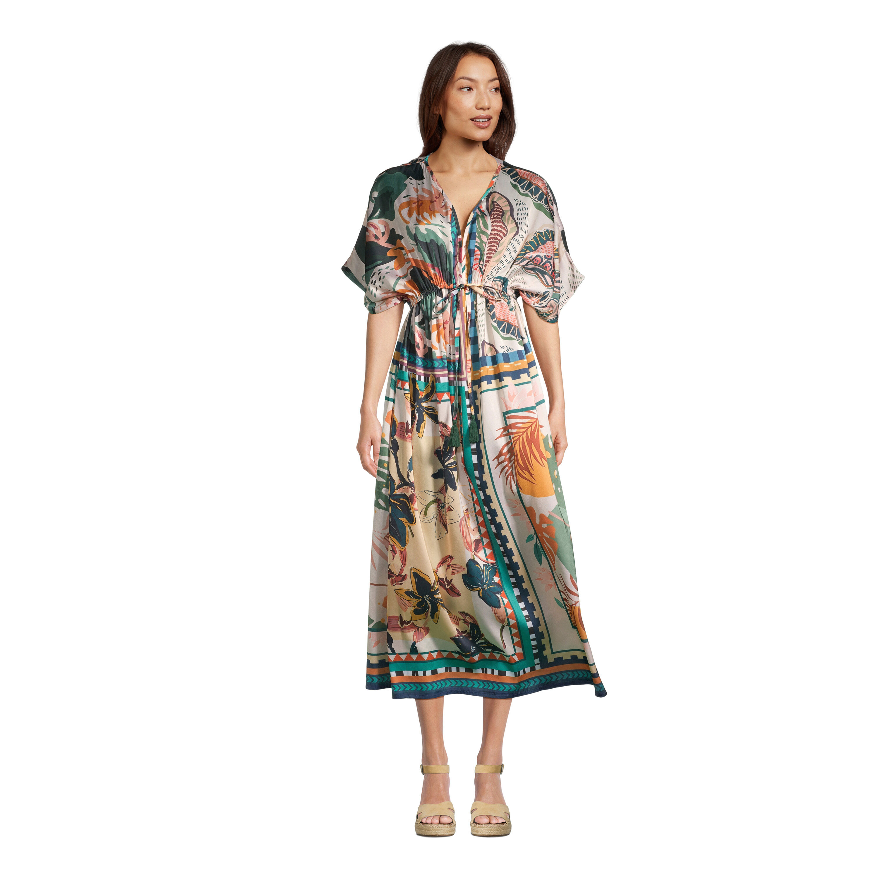 新品正規品  Kaftan Tropical Abstract Satin Multicolor Mira Dress World - パンツ