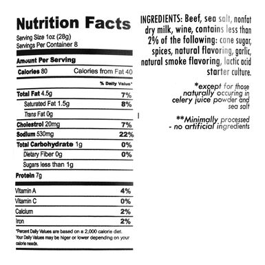 Monte Pollino Uncured Garlic Beef Salami Monte Pollino Uncured Garlic Beef Salami