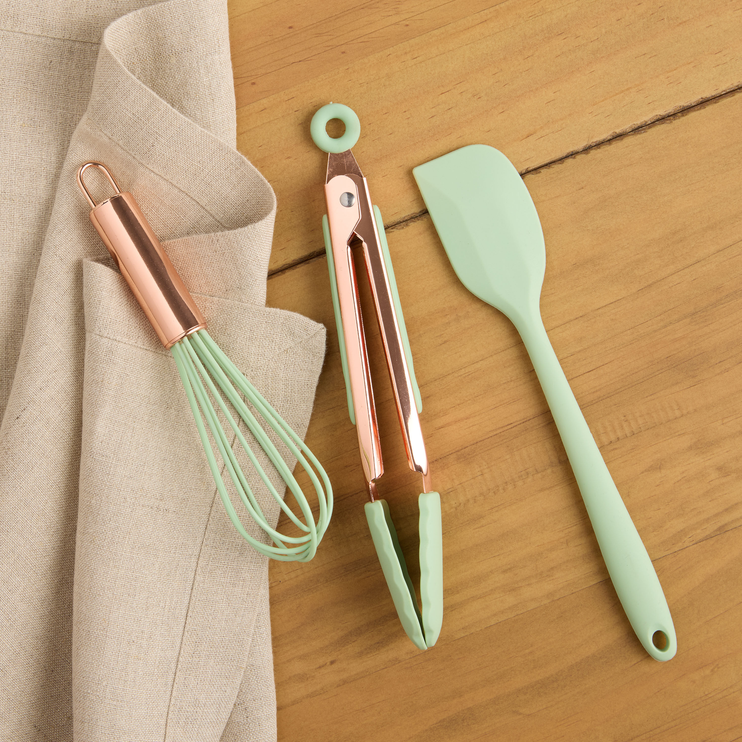 Mini Sage Green Silicone and Rose Gold Steel Whisk Set of 2 image number 1