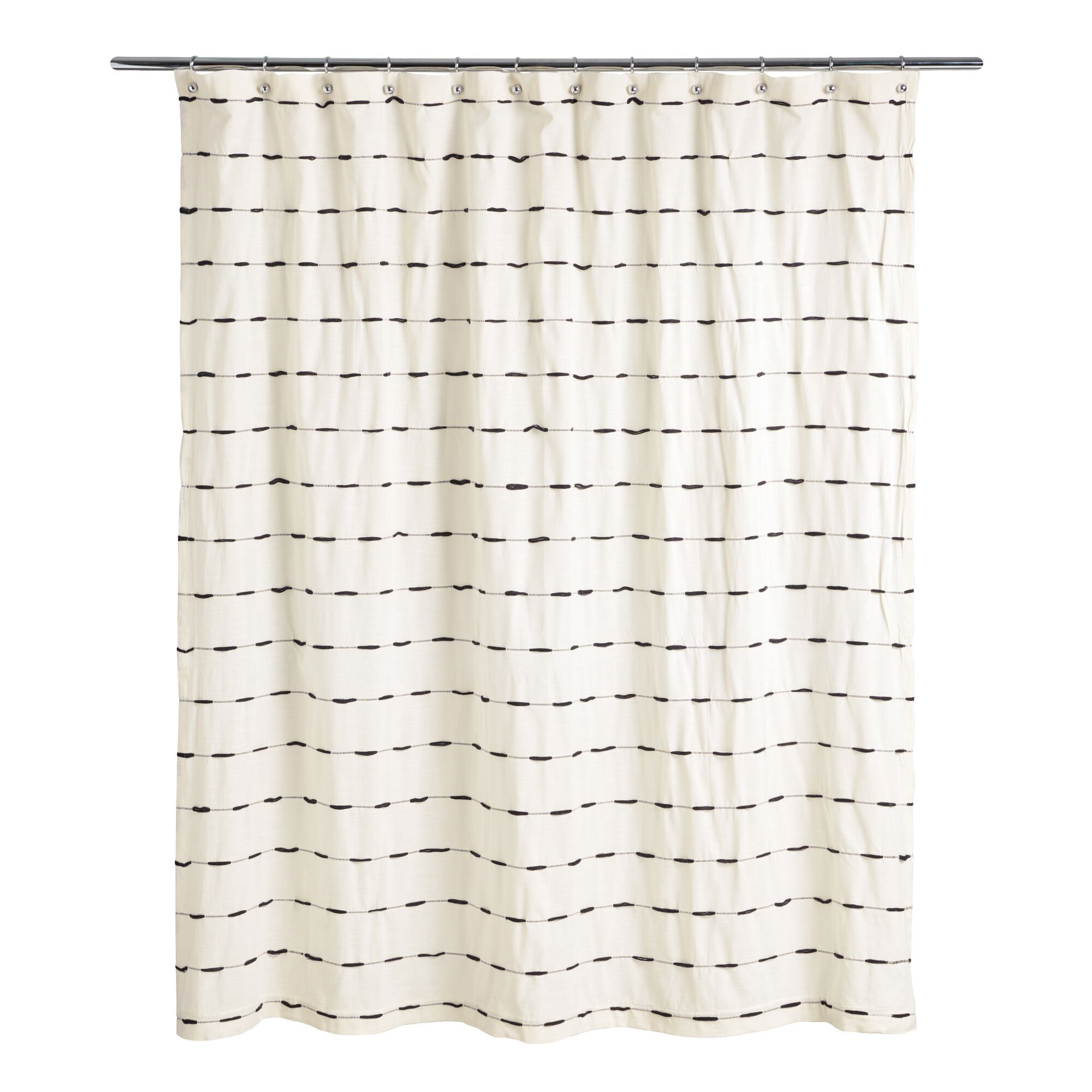Taylor Ivory And Black Woven Stripe Shower Curtain - World Market
