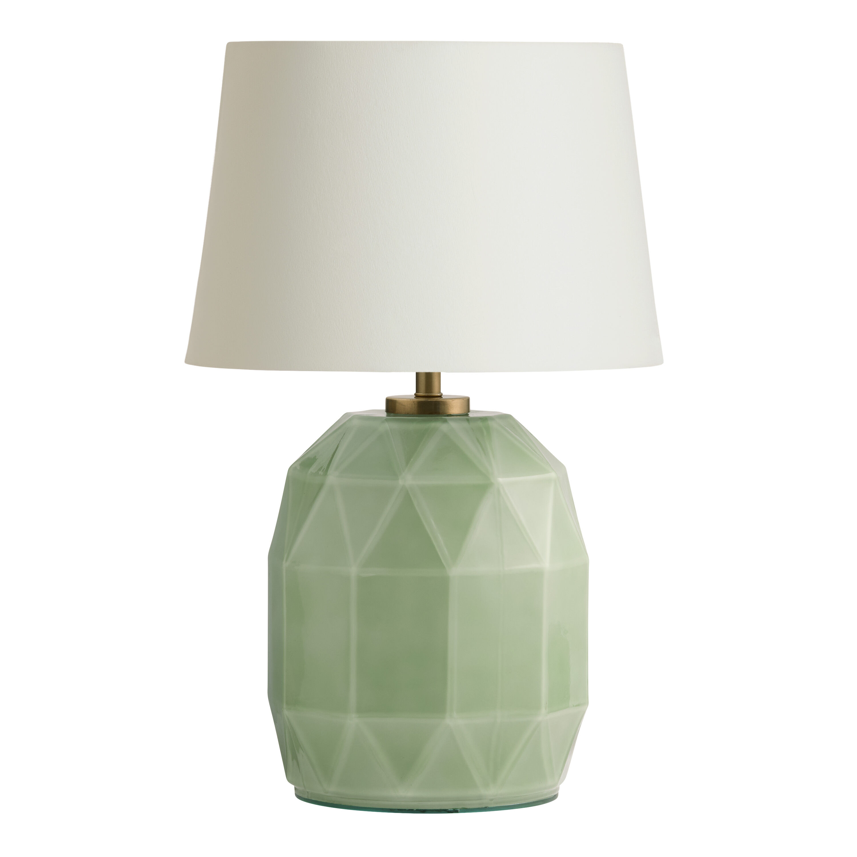 Milky Jade Green Glass Faceted Geo Table Lamp Base World Market