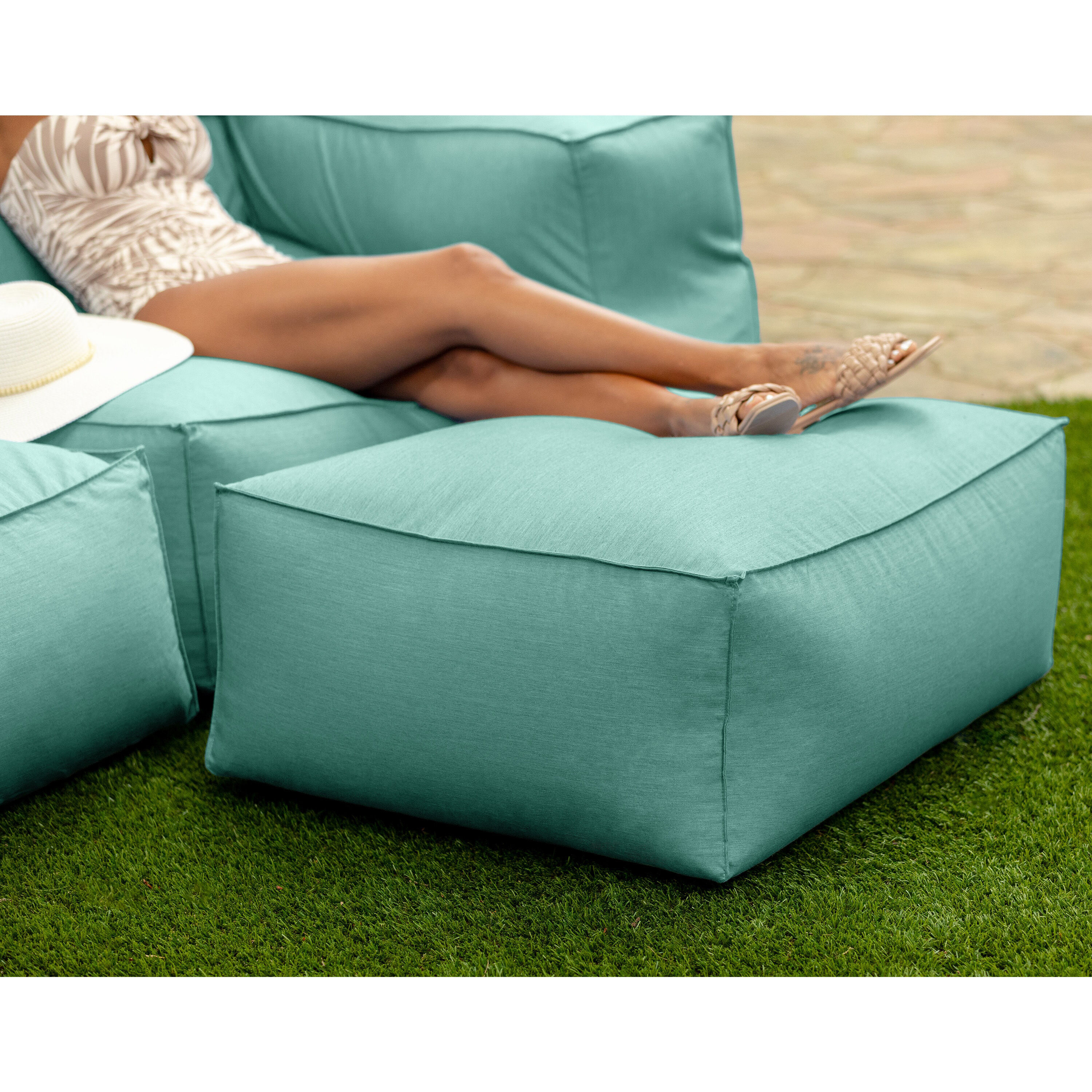 Braylon Sunbrella Modular Outdoor Bean Bag Ottoman image number 1