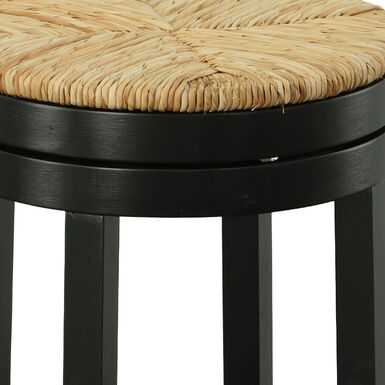 Market Round Wood and Rush Backless Swivel Barstool Market Round Wood and Rush Backless Swivel Barstool
