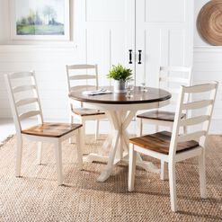 Linden White and Natural Wood 5 Piece Dining Set