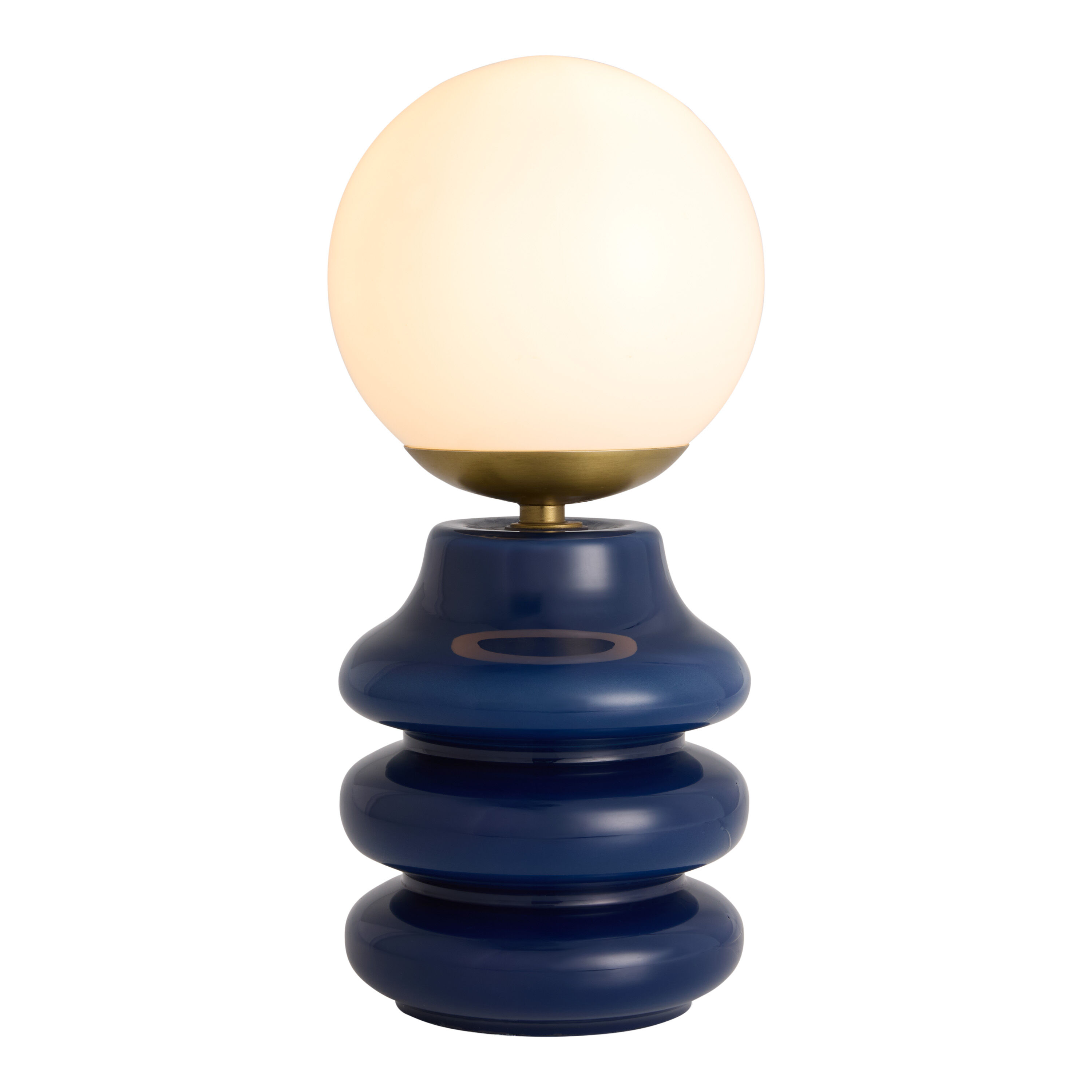 Indigo Blue Glass and White Frosted Globe Wavy Table Lamp by World Market