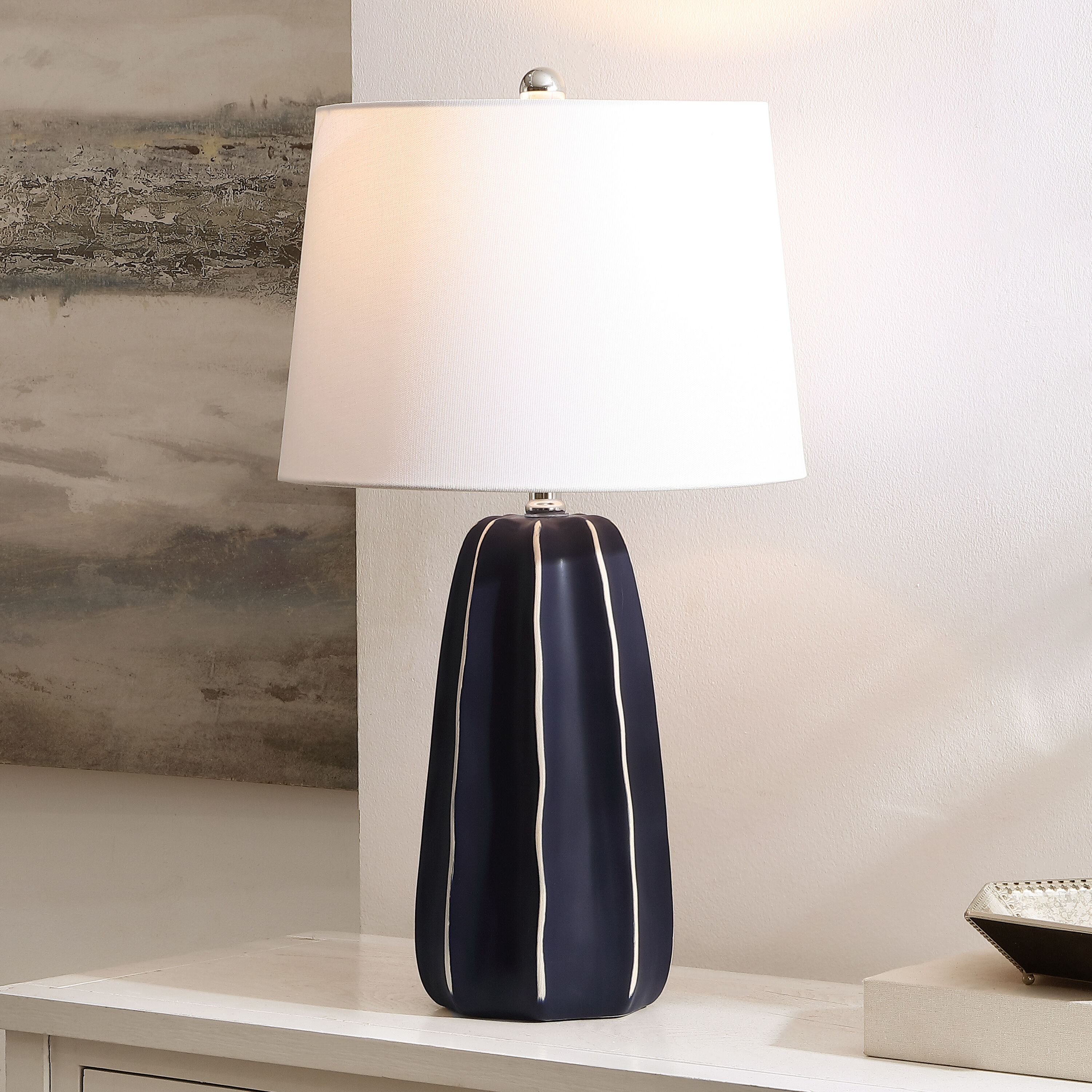 Navy and grey lamp outlet