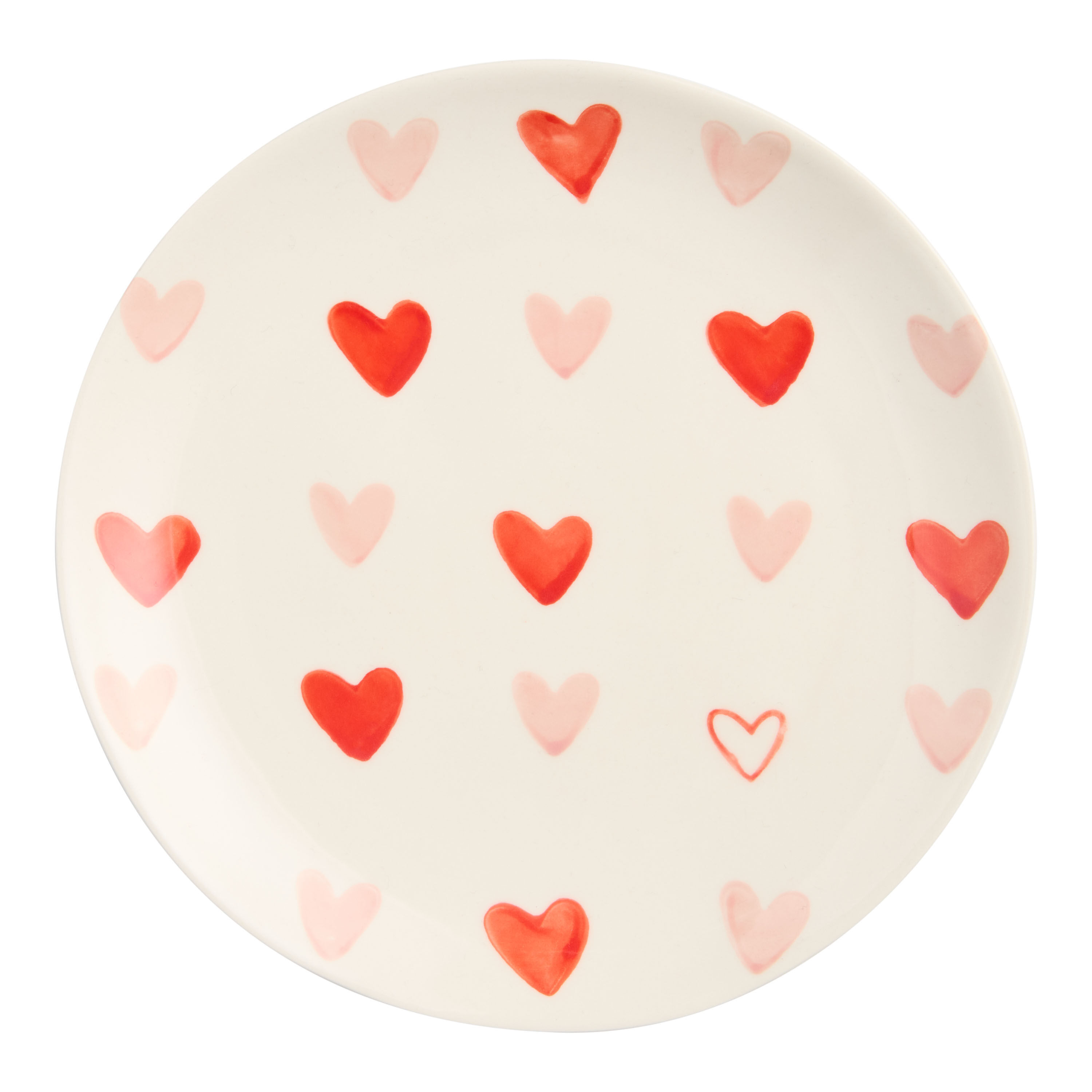 Red and Pink Heart Grid Hand Painted Salad Plate
