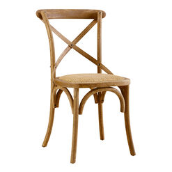 Syena Gray Wood and Rattan Side Chair Set of 2