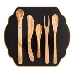 Olive Wood Charcuterie and Cheese Serving Utensils 5 Pack