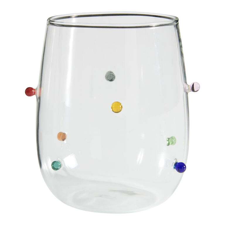 Multicolor Bubble Dot Stemless Wine Glass image number 1