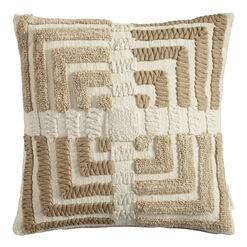 Taupe Concentric Square Indoor Outdoor Throw Pillow