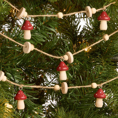 Mini Wood Mushroom Garland Mini Wood Mushroom Garland