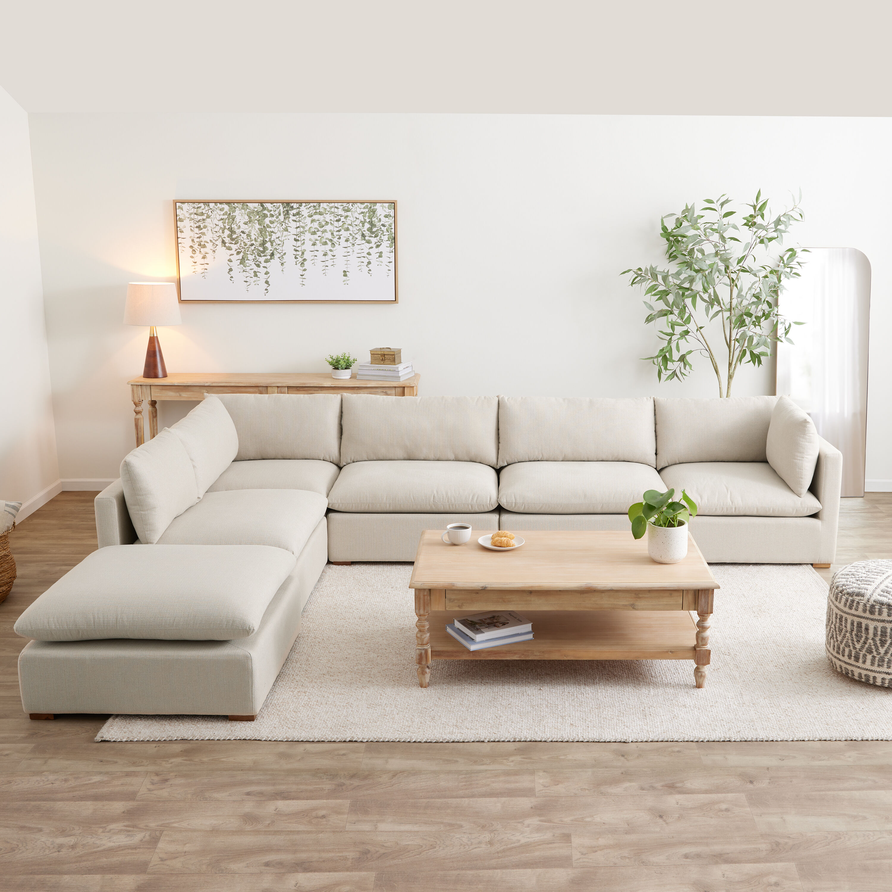 Weston Pillow Top 6 Piece Long L Modular Sectional Sofa