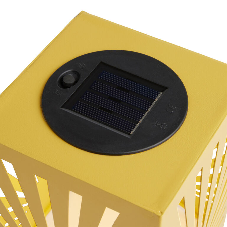 Square Punched Metal Sunburst Solar LED Table Lamp image number 3