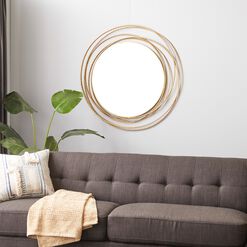 Round Gold Wire Abstract Circles Mirror