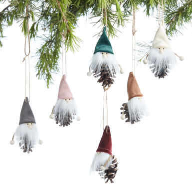 Pinecone And Velvet Gnome Boxed Ornaments 6 Pack Pinecone And Velvet Gnome Boxed Ornaments 6 Pack