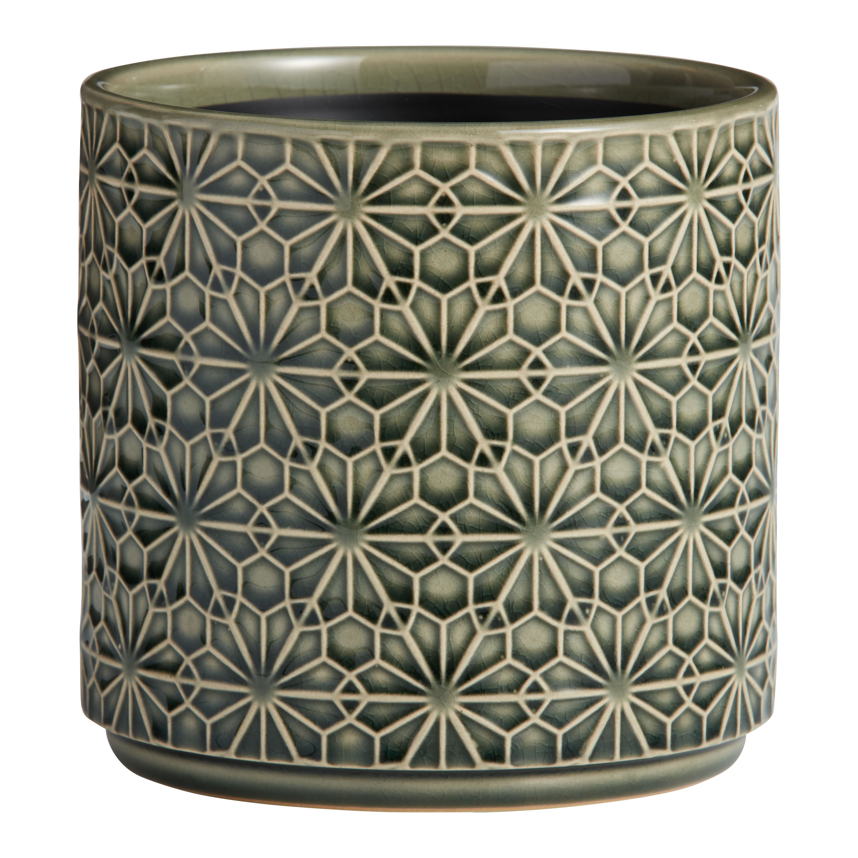 特別価格 Ceramic Floral Stamped Planter Market World - 鉢・プランター