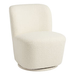 Adleigh Ivory Boucle Upholstered Swivel Chair