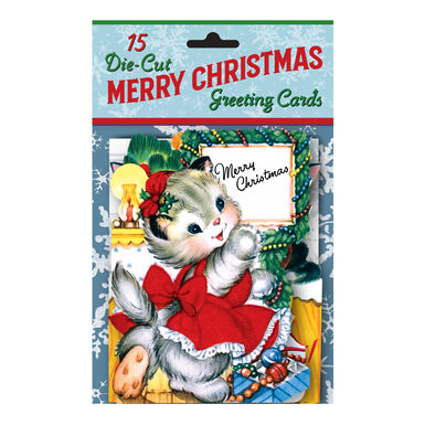 Merry Christmas Vintage Die-Cut Holiday Cards 15 Count Merry Christmas Vintage Die-Cut Holiday Cards 15 Count