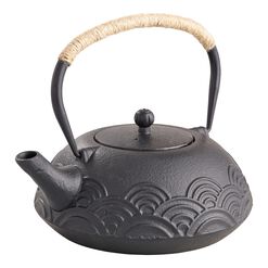 Cast Iron Wave Teapot with Fiber Wrapped Handle