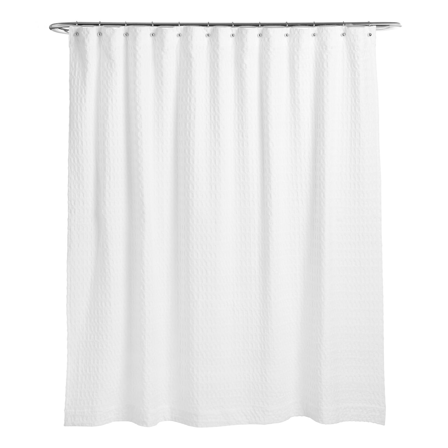 White Waffle Wide Weave Shower Curtain - World Market