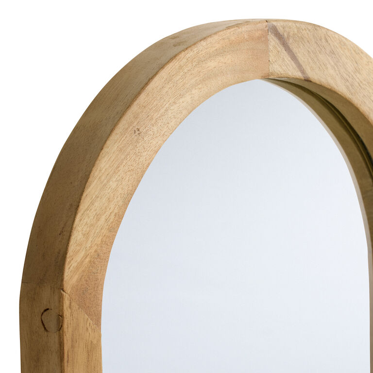 Natural Mango Wood Dome Wall Mirror image number 3