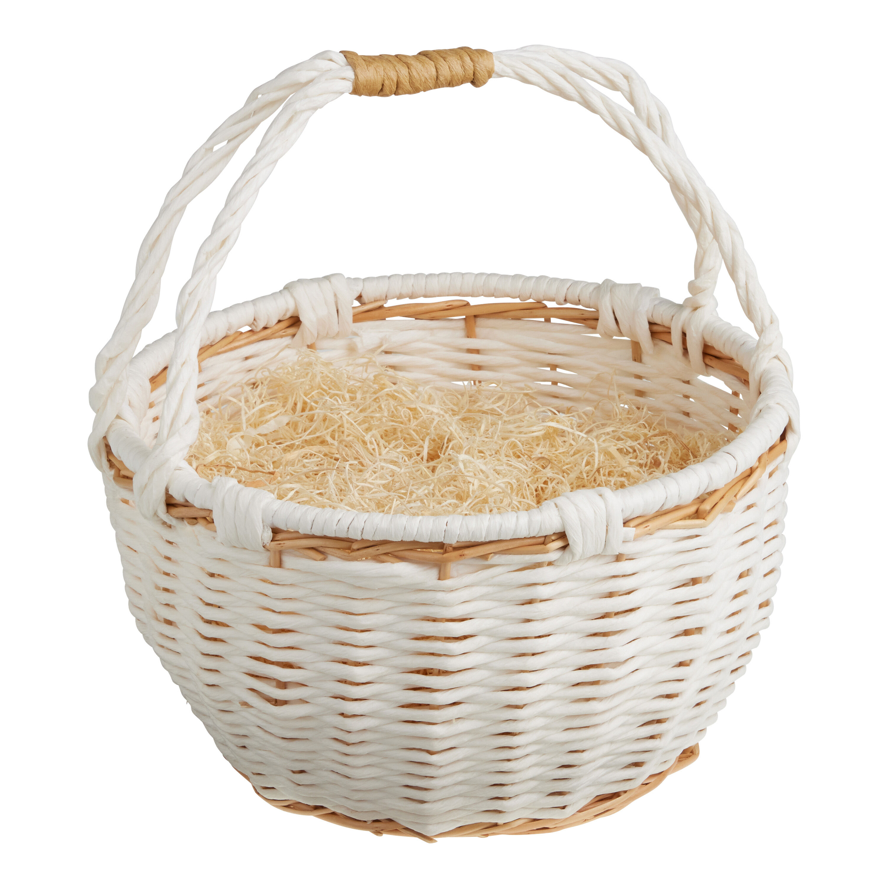 White shop woven basket