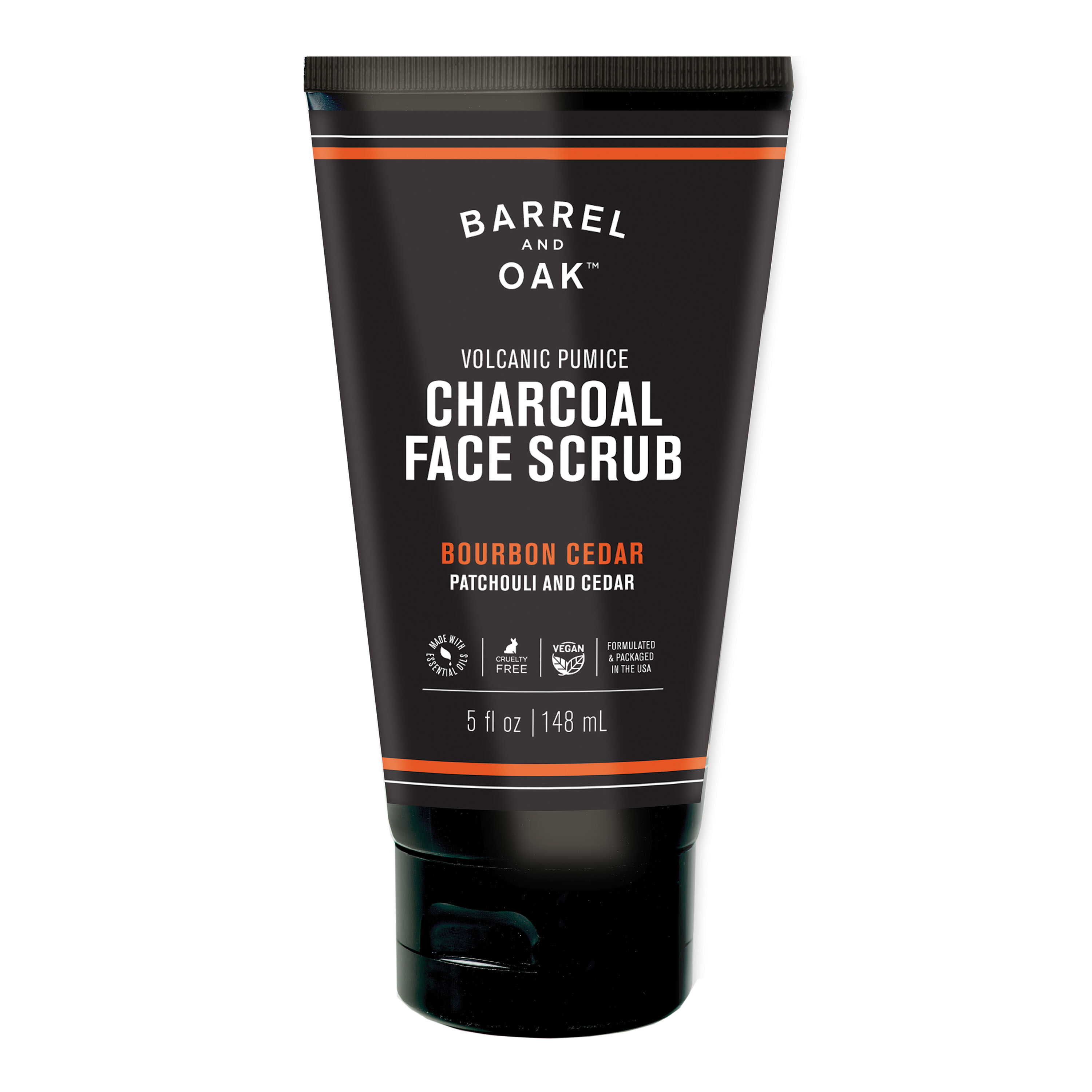 Barrel and Oak Men's Bourbon Cedar Charcoal Face Scrub image number 0