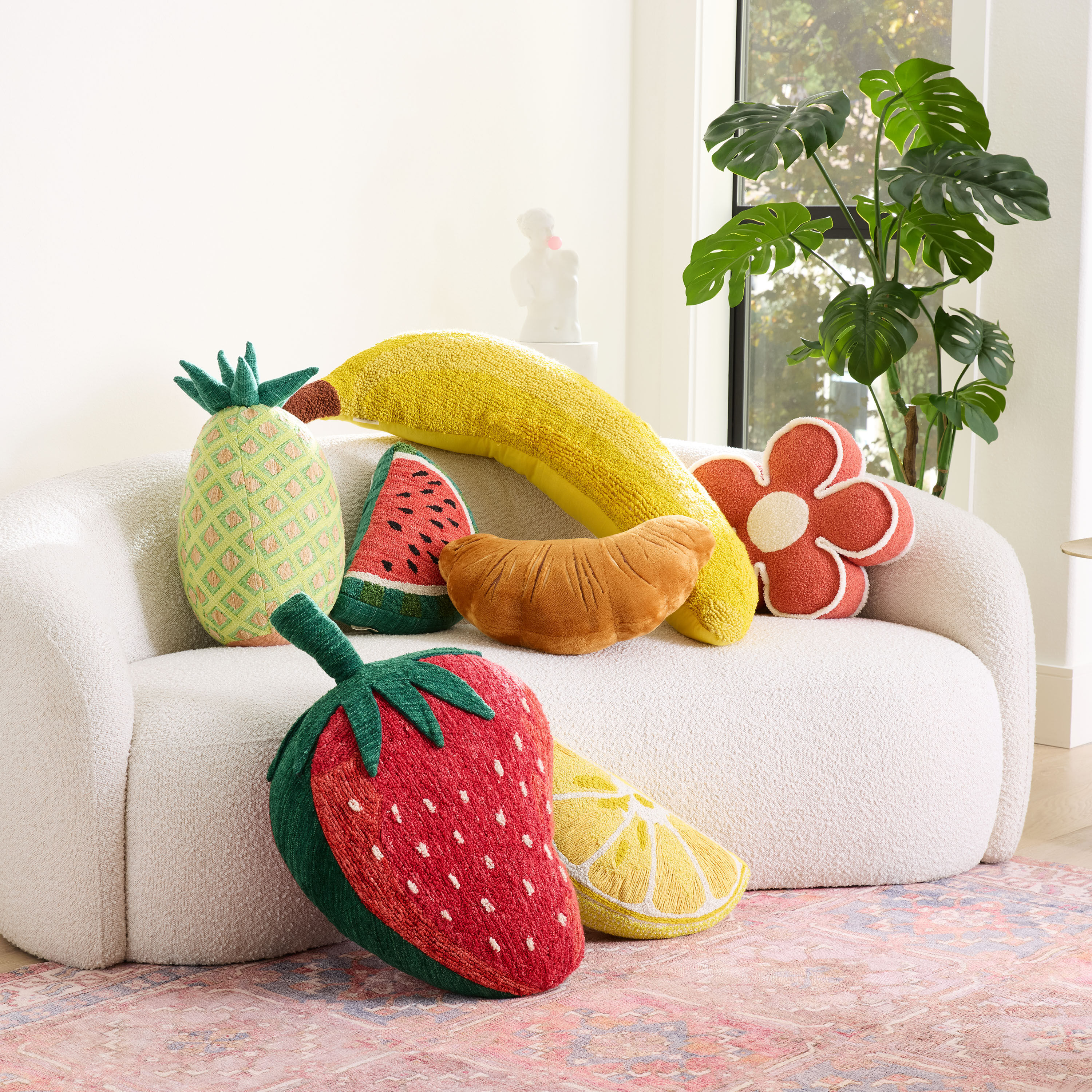 Yellow Lemon Shaped Indoor Outdoor Throw Pillow image number 1