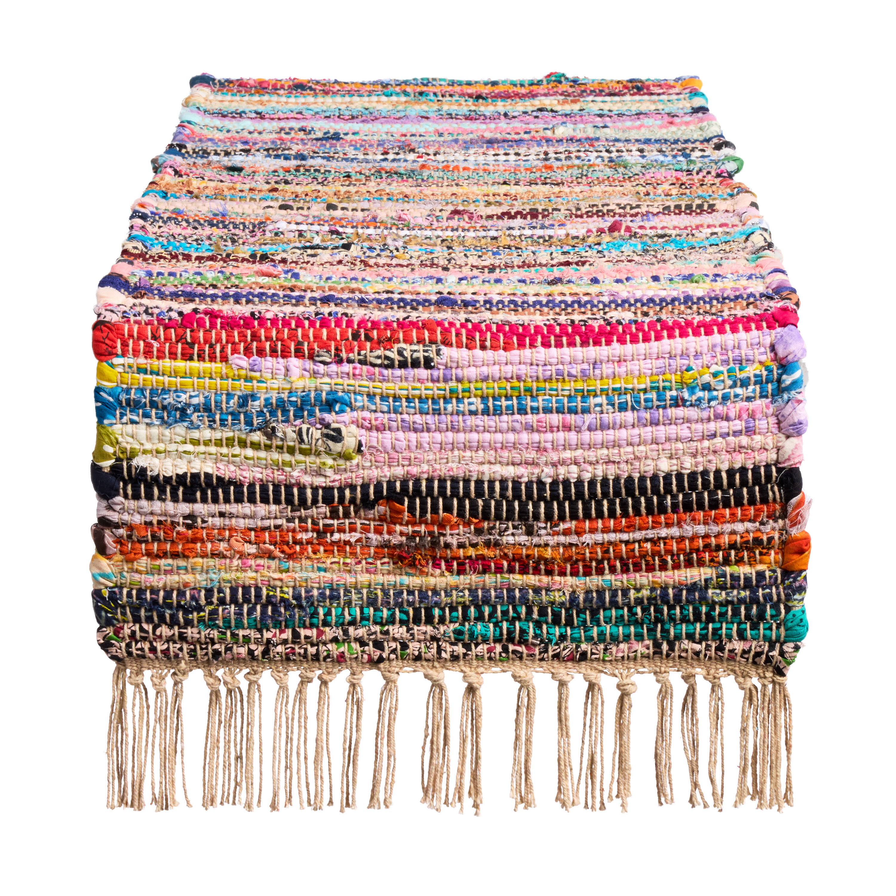 Multicolor Woven Chindi Table Runner image number 0