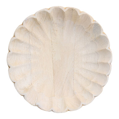 Round Whitewash Wood Scallop Rim Tray Round Whitewash Wood Scallop Rim Tray