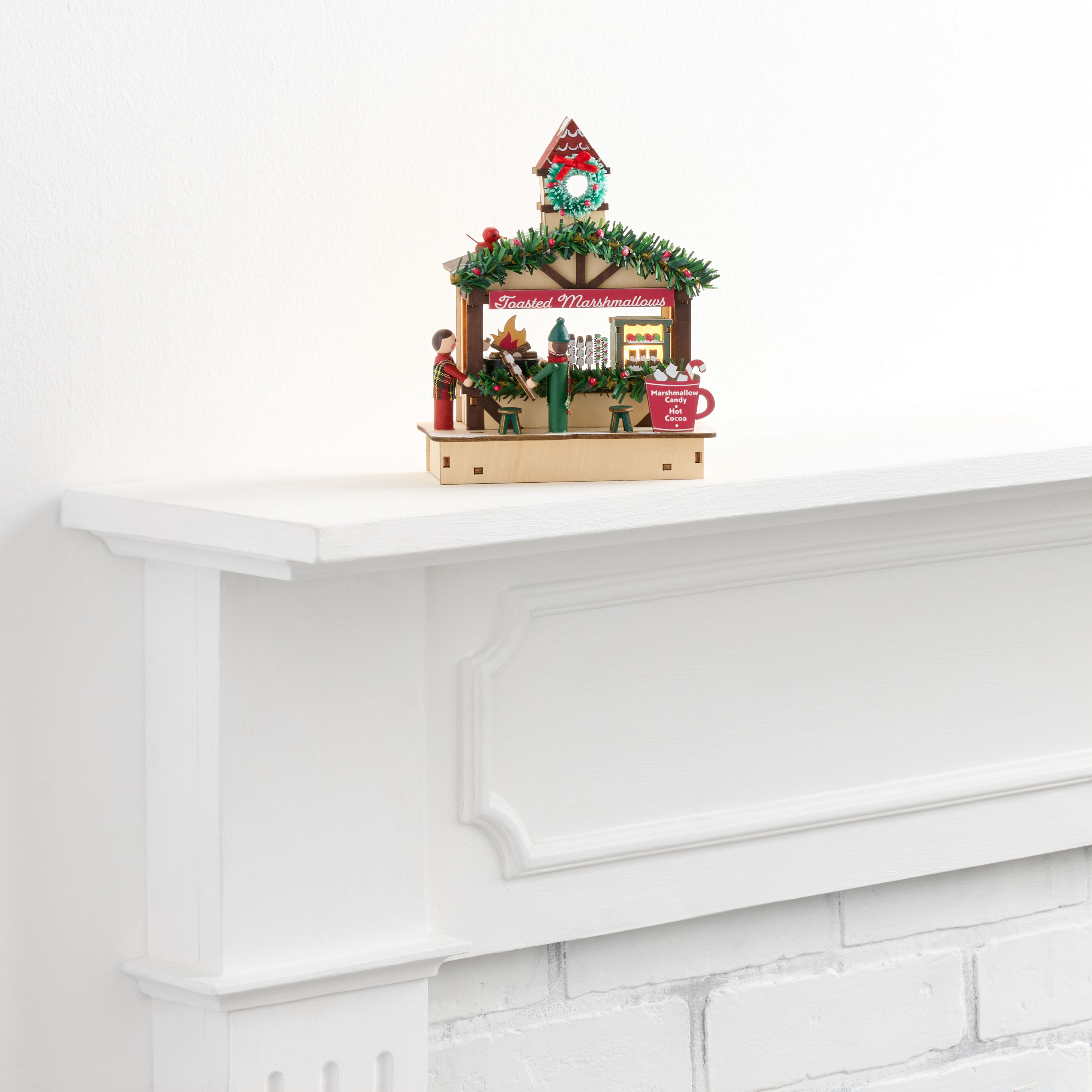 Laser Cut Wood Marshmallow Stall LED Light Up Decor image number 0