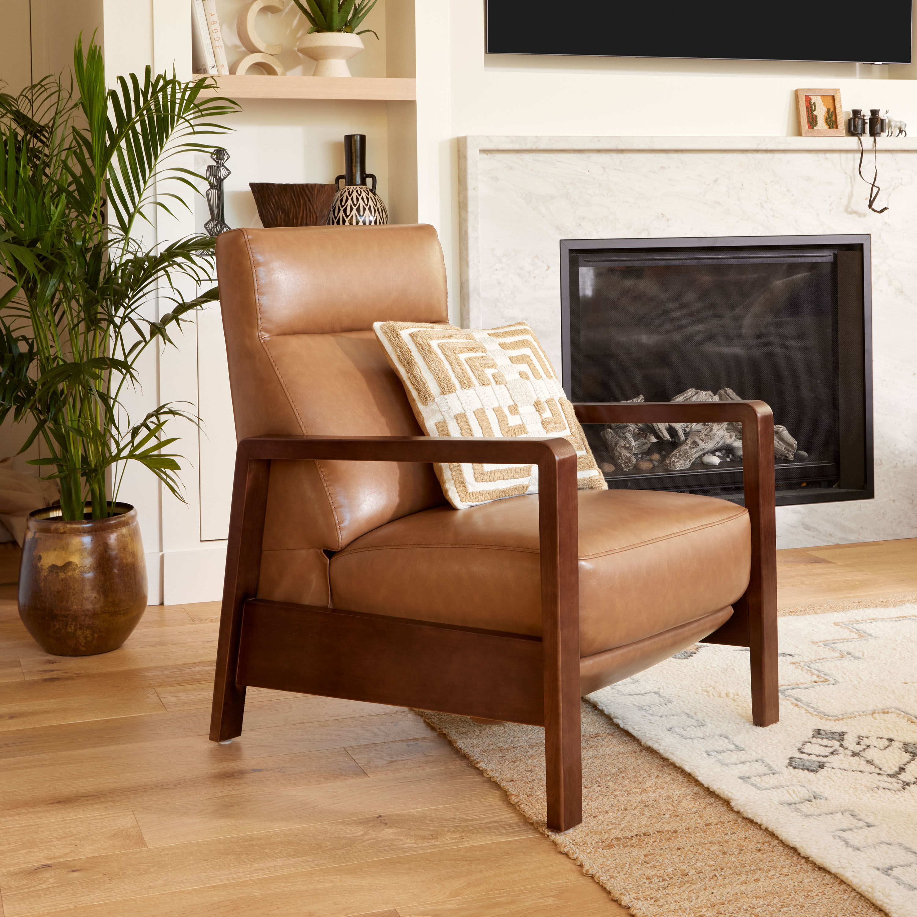 Taupe Concentric Square Indoor Outdoor Throw Pillow image number 1