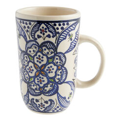 Tunis White And Blue Hand Painted Ceramic Mug