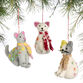 Wool Embroidered Cat with Scarf Ornaments Set of 3 image number 0