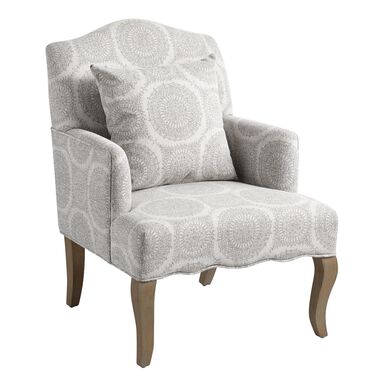 Gray Medallion Davenport Upholstered Armchair with Pillow Gray Medallion Davenport Upholstered Armchair with Pillow